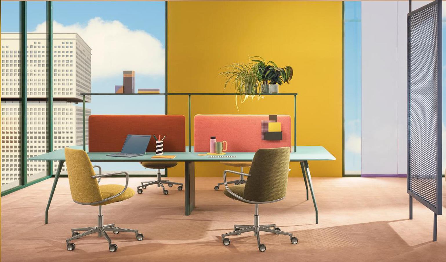 Zdjęcie przedstawia meble marki Pedrali w biurze.